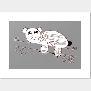 children's drawing kangaroo bear koala on a tree Posters and Art